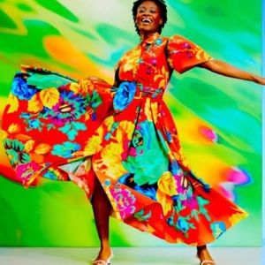 NWT Rare Christopher John Roberts x Target Red Floral Shirt Dress - Blogger Fave